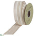 Silk Plants Direct Stripe Linen Ribbon - Beige White - Pack of 6