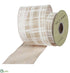 Silk Plants Direct Plaid Ribbon - Beige White - Pack of 6