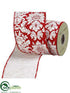 Silk Plants Direct Damask Ribbon - Red White - Pack of 6