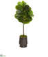 Silk Plants Direct Fiddle Leaf Artificial Tree in Ribbed Metal Planter - Pack of 1