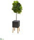 Silk Plants Direct Fiddle Leaf Artificial Tree in Black Planter with Stand - Pack of 1