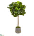 Silk Plants Direct Fiddle Leaf Artificial Tree in Stoneware Planter with Gold Trimming - Pack of 1