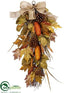 Silk Plants Direct Corn, Pine Cone, Berry Door Swag - Green Brown - Pack of 4