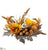 Pumpkin, Sunflower , Pine Cone Candleholder With Glass - Yellow Brown - Pack of 2