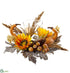 Silk Plants Direct Pumpkin, Sunflower , Pine Cone Candleholder With Glass - Yellow Brown - Pack of 2