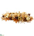 Silk Plants Direct Hydrangea, Pumpkin, Pine Cone Centerpiece on Wood Pedestal - Beige Brown - Pack of 2