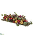 Silk Plants Direct Hydrangea, Pumpkin, Eucalyptus Centerpiece on Wood Pedestal - Purple Green - Pack of 2