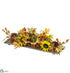 Silk Plants Direct Pumpkin, Gourd, Sunflower, Maple Centerpiece on Wood Pedestal - Fall - Pack of 2