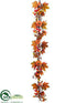 Silk Plants Direct Pumpkin, Chinese Lantern, Berry Garland - Fall Orange - Pack of 2