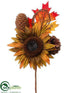 Silk Plants Direct Sunflower, Oak Leaf, Pine Cone, Twig Pick - Green Orange - Pack of 12