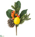 Silk Plants Direct Lemon, Pod, Pine Cone, Pine Pick - Orange Yellow - Pack of 12