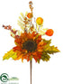 Silk Plants Direct Pumpkin, Hydrangea, Sunflower Pick - Fall - Pack of 12