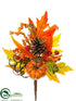 Silk Plants Direct Pumpkin, Berry, Pine Cone Pick - Orange Green - Pack of 24