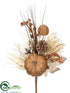 Silk Plants Direct Pumpkin, Berry, Pine Cone, Grass Pick - Toffee Brown - Pack of 12