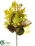 Silk Plants Direct Pumpkin, Gourd, Pine Cone, Leaf Spray - Green Two Tone - Pack of 12