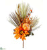Silk Plants Direct Sunflower, Pumpkin, Berry Spray - Orange Green - Pack of 6