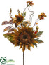 Silk Plants Direct Sunflower, Pumpkin, Pine Cone Spray - Brown Green - Pack of 12