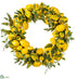 Silk Plants Direct Lemon Wreath - Yellow - Pack of 2