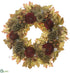 Silk Plants Direct Pumpkin, Rosehip, Pine Cone Wreath - Burgundy Gold - Pack of 4