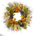 Silk Plants Direct Pumpkin, Berry, Pine Cone Wreath - Orange Green - Pack of 2