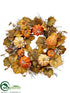 Silk Plants Direct Pumpkin, Gourd, Berry, Grape Leaf Wreath - Orange Green - Pack of 1