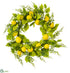 Silk Plants Direct Lemon, Fern Wreath - Yellow - Pack of 2
