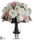 Silk Plants Direct Hydrangea, Peony, Poppy - Cream Pink - Pack of 1
