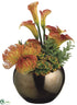 Silk Plants Direct Lily, Protea, Agave - Orange Green - Pack of 1