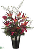 Silk Plants Direct Bird of Paradise, Fern, Echeveria - Red Orange - Pack of 1