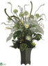 Silk Plants Direct Protea, Echeveria, Fern - Green Cream - Pack of 1