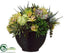 Silk Plants Direct Cymbidium Orchid, Protea, Hydrangea - Green Burgundy - Pack of 1