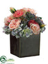Silk Plants Direct Hydrangea, Rose, Ranunculus - Salmon Blue - Pack of 1