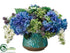 Silk Plants Direct Hydrangea, Lilac, Thistle Spray - Blue Green - Pack of 1
