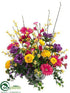 Silk Plants Direct Forsythia, Anemone, Daisy - Yellow Purple - Pack of 1