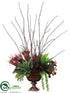 Silk Plants Direct Protea, Agave, Sedum - Burgundy Green - Pack of 1