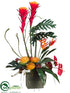 Silk Plants Direct Bromeliad, Protea, Anthurium, Fern - Flame Gold - Pack of 1
