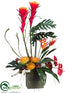 Silk Plants Direct Bromeliad, Protea, Anthurium, Fern - Flame Gold - Pack of 1