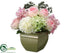 Silk Plants Direct Hydrangea, Rose - Rose Green - Pack of 6