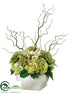 Silk Plants Direct Sunflower, Hydrangea, Twig - Green Cream - Pack of 1