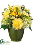 Silk Plants Direct Dahlia, Hydrangea, Freesia - Yellow Green - Pack of 1