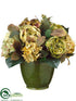 Silk Plants Direct Rose, Hydrangea, Achillea - Olive Green Coffee - Pack of 1