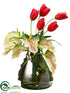 Silk Plants Direct Tulip, Protea, Anthurium - Red Green - Pack of 1