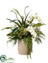 Silk Plants Direct Phalaenopsis Orchid, Staghorn - Green White - Pack of 1