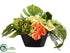 Silk Plants Direct Anthurium, Rose, Hydrangea - Green Orange - Pack of 1
