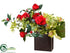 Silk Plants Direct Hydrangea, Cymbidium Orchid - Green Red - Pack of 1