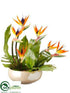 Silk Plants Direct Bird of Paradise and Protea - Orange Green - Pack of 1