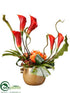 Silk Plants Direct Calla Lily, Rose, Sedum Pick - Orange Burgundy - Pack of 1