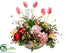Silk Plants Direct Hydrangea, Tulip, Dahlia, Rose - Pink Green - Pack of 1