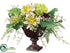 Silk Plants Direct Dahlia, Ranunculus, Fern - Burgundy Green - Pack of 1