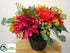 Silk Plants Direct Dahlia, Fern, Eucalyptus - Flame Yellow - Pack of 1